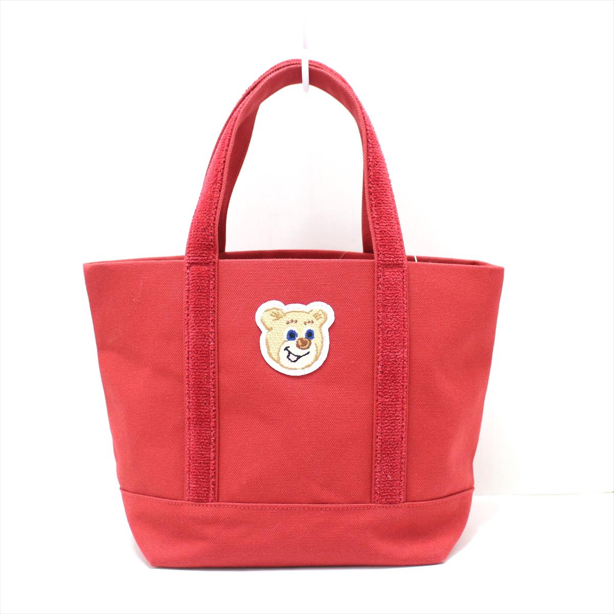 【中古】FEILER(フェイラー) トートバッグ クマ/LOVERARY レッド キャンバス×パイルのサムネイル