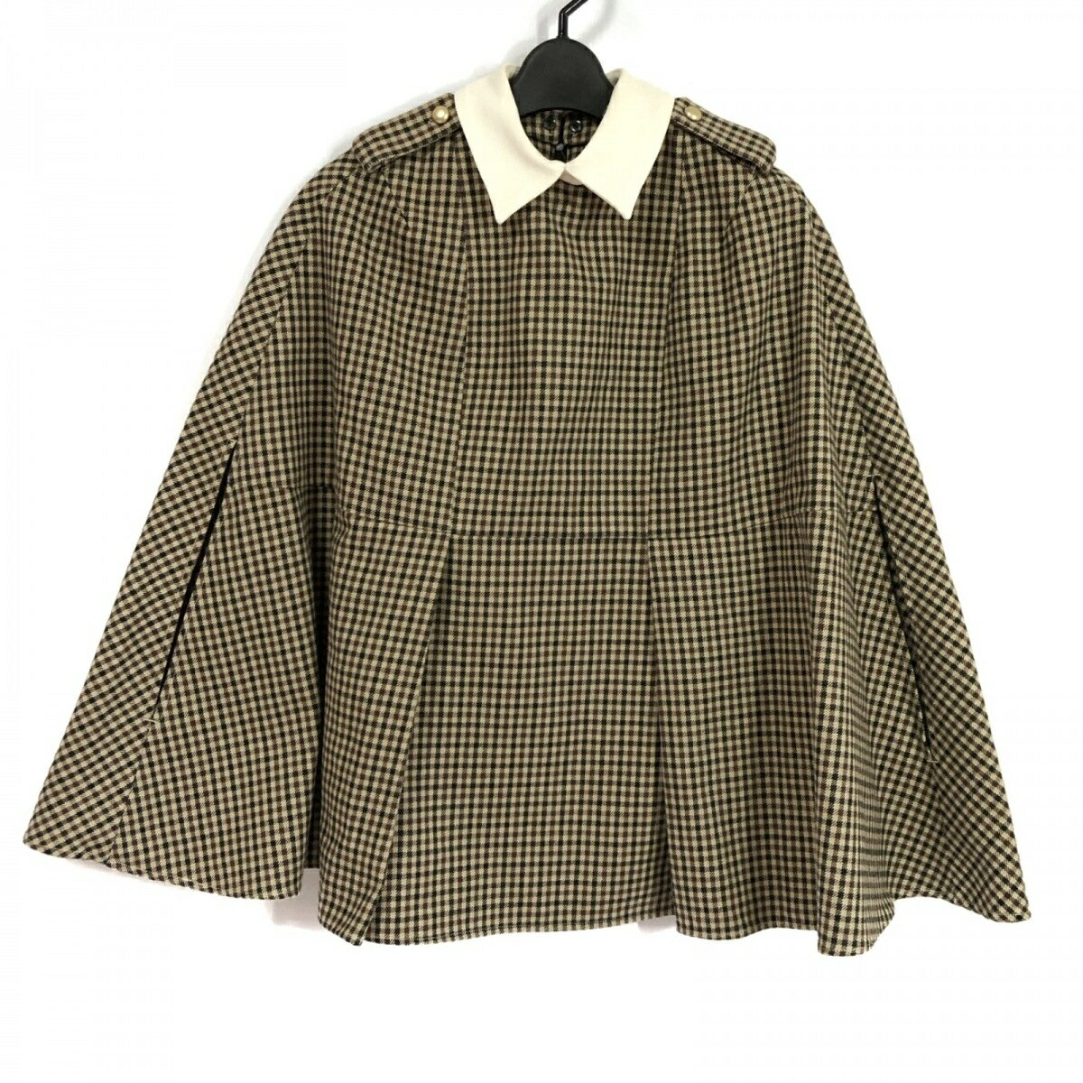 【新着】【中古】SEVEN TEN by MIHO KAWAHITO(セブンテン バイミホカワヒト) ポンチョ チェック柄/春/秋 ベージュ×ダークブラウン×マルチのサムネイル
