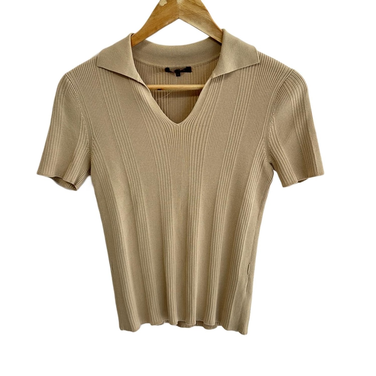 【中古】AMACA(アマカ) 半袖セーター ベルト穴あり ベージュ