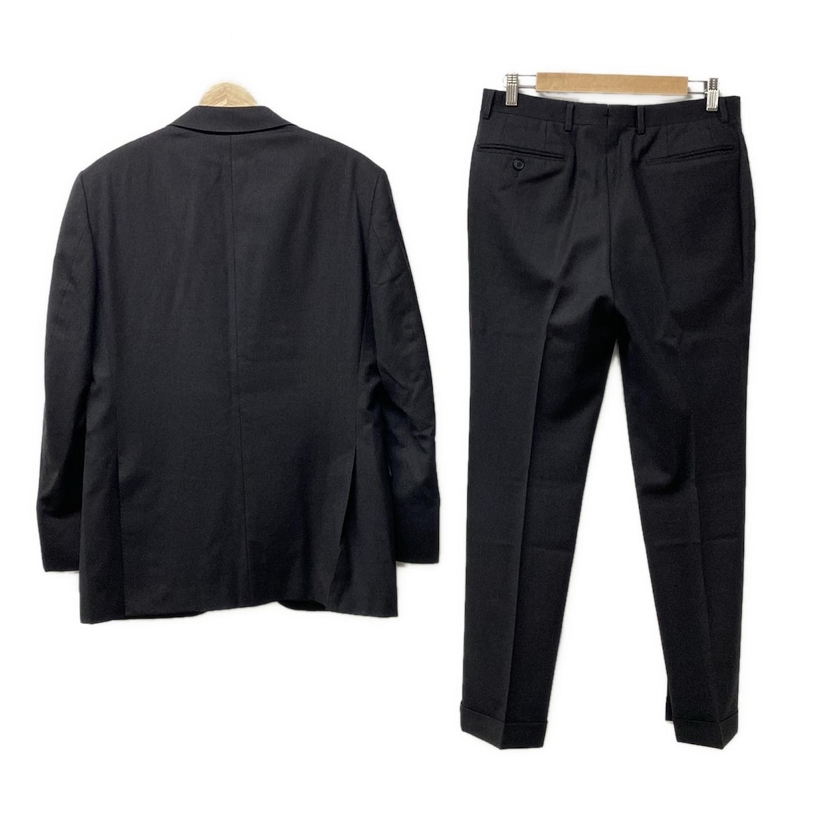 【中古】mila schon(ミラショーン) シングルスーツ 肩パッド /ネーム刺繍 ダークグレー