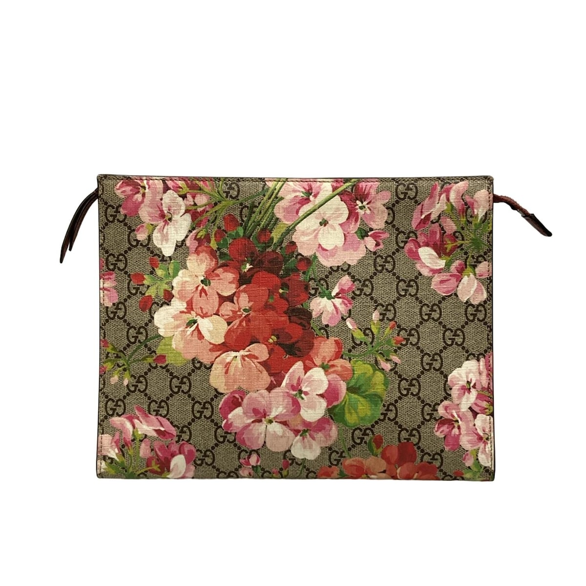 【中古】GUCCI(グッチ) GGブルームス,GGスプリーム クラッチバッグ 花柄 ベージュ×ピンク×マルチ