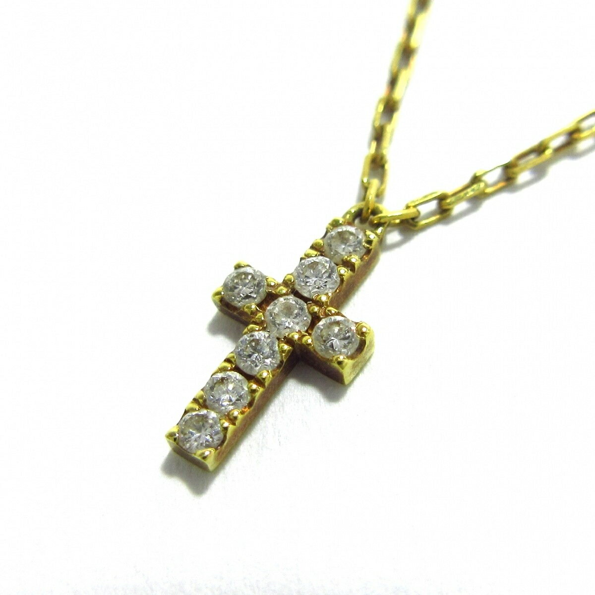 【中古】AHKAH(アーカー) ネックレス メレダイヤ/0.05ct/クロスモチーフ K18YG×ダイヤモンド