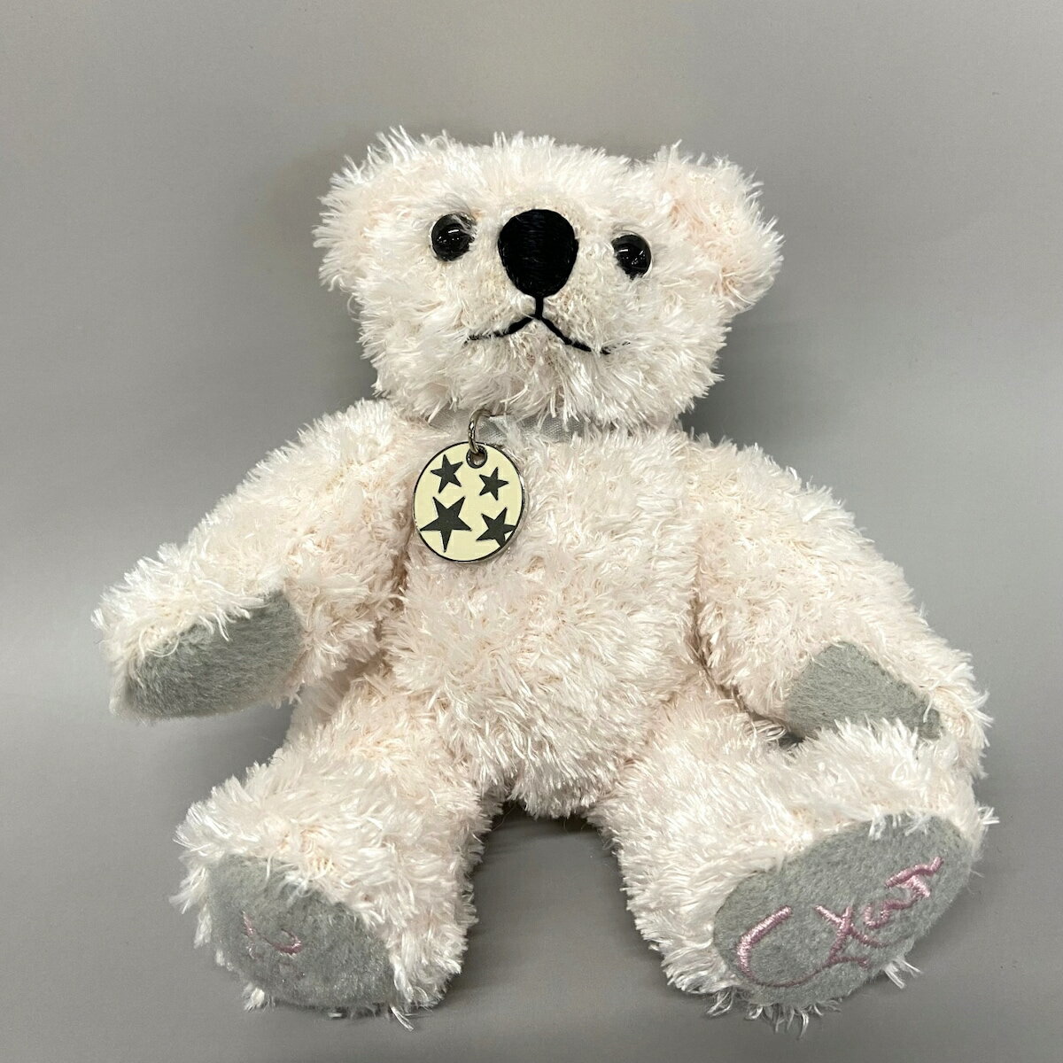 【中古】STAR JEWELRY(スタージュエリー) ぬいぐるみ クマ/2009年/BEAR FOR PEACE ピンク×グレー ポリエステル