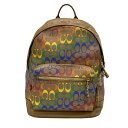 【中古】COACH(コーチ) リュックサック ブラウン×マルチ レザー