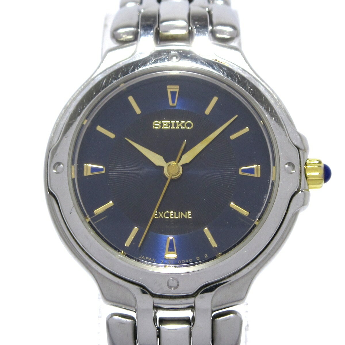 【中古】SEIKO(セイコー) EXCELINE 腕時計 ダークネイビー×ゴールド