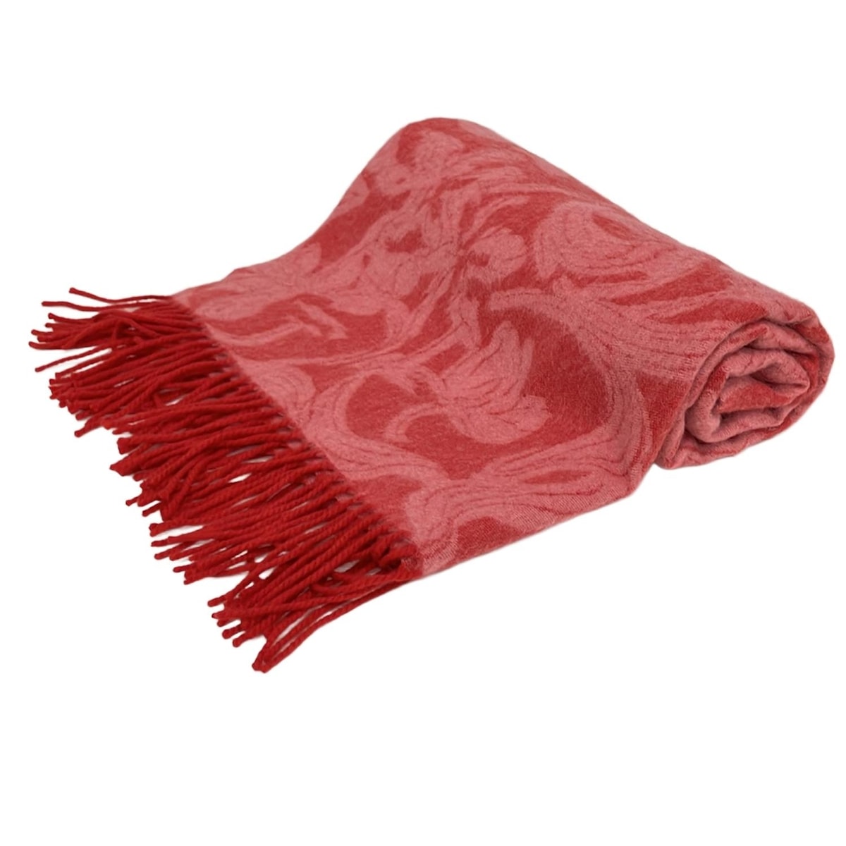 【中古】NINARICCI(ニナリッチ) ストール(ショール) 花柄 レッド×ピンク カシミヤ