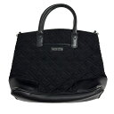 【中古】Vera Bradley(ベラブラッドリー) ハンドバッグ キルティング 黒 コットン、レザー