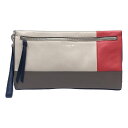 【中古】COACH(コーチ) クラッチバッグ アイボリー×レッド×ダークブラウン レザー