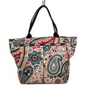 【中古】LESPORTSAC(レスポートサック) ハンドバッグ ペイズリー柄 アイボリー×ブルーグリーン×マルチ