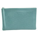 【中古】BOTTEGA VENETA(ボッテガヴェネタ) イントレチャート クラッチバッグ ライトブルー レザー