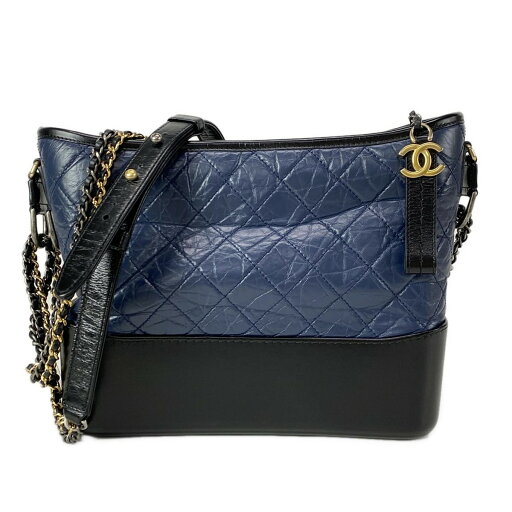 【中古】CHANEL(シャネル) ガブリエルドゥシャネルホーボーバッグ ショルダーバッグ チェーンショルダー/シルバー×ヴィンテージシルバー×ゴールド×ヴィンテージゴールド金具 ネイビー×黒 【中古】CHANEL(シャネル) ガブリエルドゥシャネルホーボーバッグ ショルダーバッグ チェーンショルダー/シルバー×ヴィンテージシルバー×ゴールド×ヴィンテージゴールド金具 ネイビー×黒