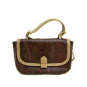 【中古】ETRO(エトロ) ハンドバッグ ペイズリー柄 ボルドー×ライトブラウン×マルチ レザー