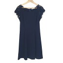 【中古】DVF STUDIO(ダイアン・フォン・ファステンバーグ・スタジオ) ワンピース クルーネック/半袖/ひざ丈/レース ダークネイビー