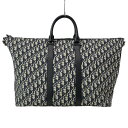 【中古】DIOR/ChristianDior(ディオール/クリスチャンディオール) ウィークエンダー 40 ボストンバッグ ディオール オブリーク ベージュ×ネイビー×黒 コットン(4)