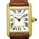 【中古】Cartier(カルティエ) タンクルイSM 腕時計 K18YG/アリゲーターベルト アイボリー(2)