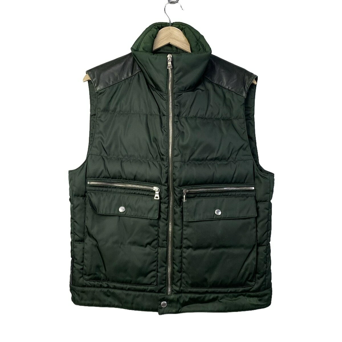 【新着】【中古】PRADA SPORT(プラダスポーツ) ダウンベスト ジップアップ/春/秋 カーキ