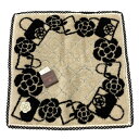 【中古】CLATHAS(クレイサス) ハンカチ フラワー/レース ベージュ×黒