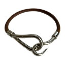 【新着】【中古】HERMES(エルメス) ジャンボ ブレスレット シルバー金具 ブラウン×シルバー レザー(4)