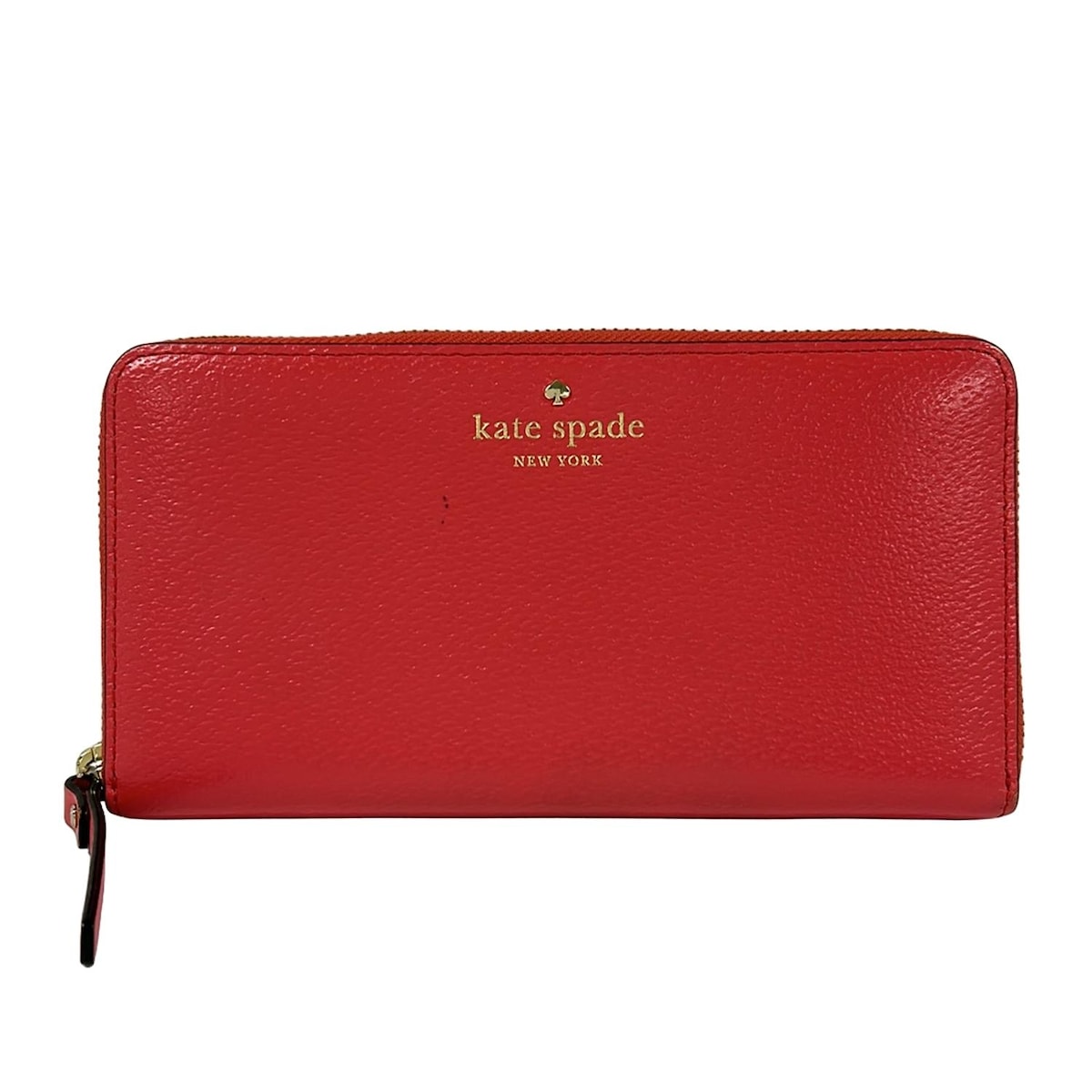 【中古】Kate spade(ケイトスペード) 長財布 ラウンドファスナー レッド レザー