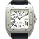 【新着】【中古】Cartier(カルティエ) サントス100MM 腕時計 SS×アリゲーターベルト 白