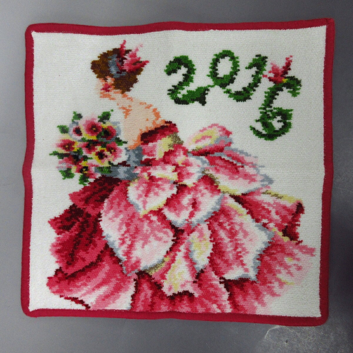 【中古】FEILER(フェイラー) ハンカチ 花柄/Annual Version 2016 アイボリー×ピンク×マルチのサムネイル