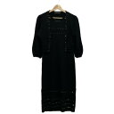 【中古】CHRISCELIN(クリスセリーン) ワンピースセットアップ ラインストーン/ノースリーブ/クルーネック/ニット/ロング丈 黒