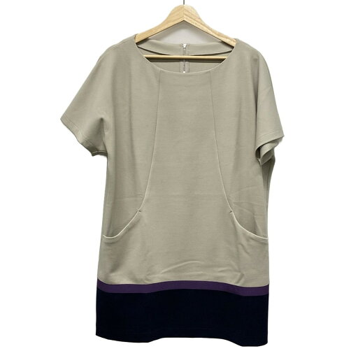 【中古】Leilian(レリアン) チュニック 半袖/ファスナー開き/ウール混 グレー×黒×パープル 【中古】Leilian(レリアン) チュニック 半袖/ファスナー開き/ウール混 グレー×黒×パープル