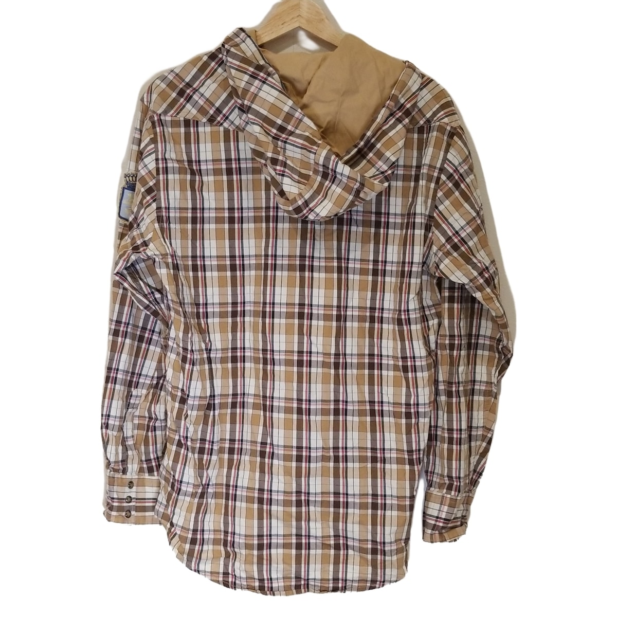 【中古】TOMMY HILFIGER(トミーヒルフィガー) パーカー 長袖/シャツ/チェック柄 ベージュ×ダークブラウン×マルチ