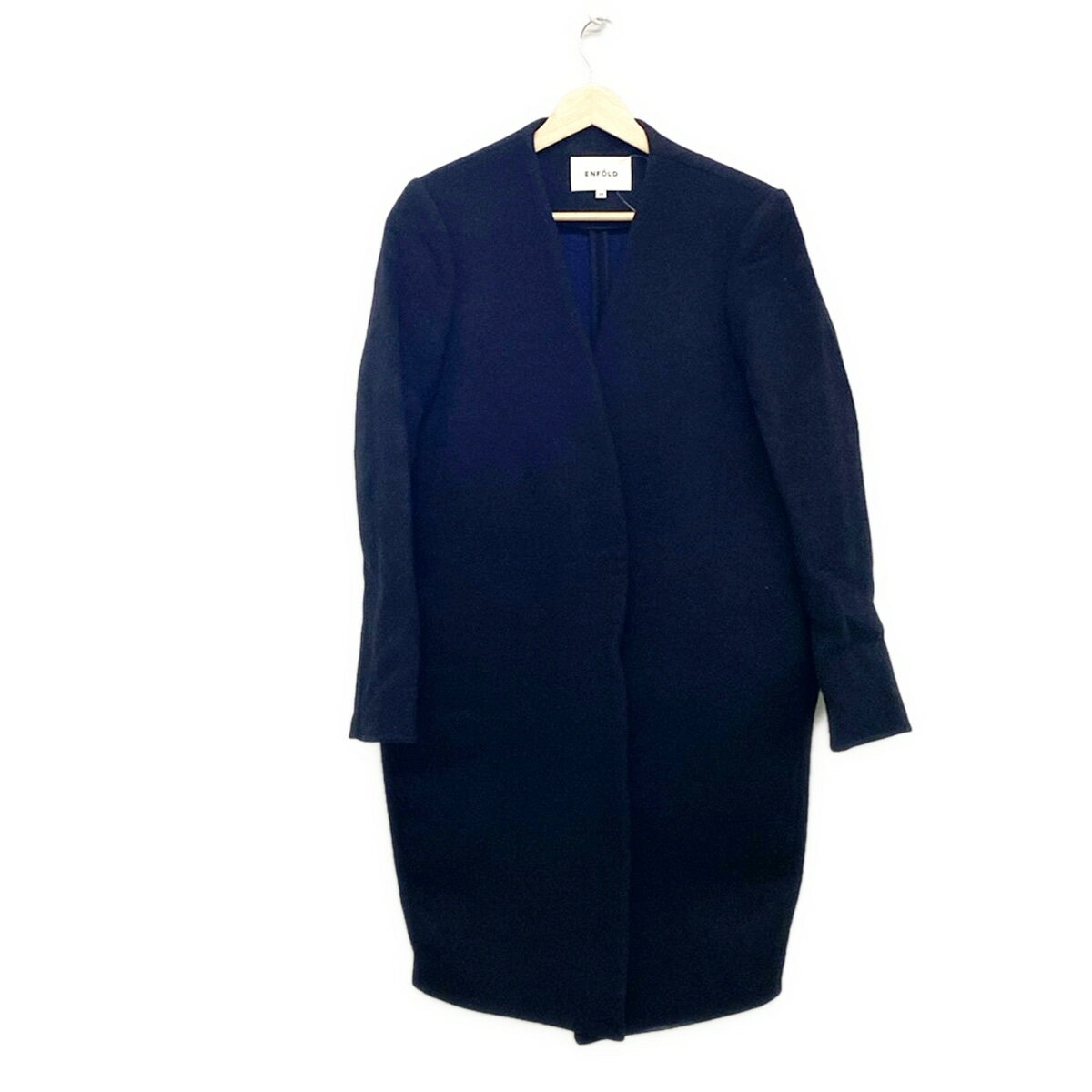 【中古】ENFOLD(エンフォルド) コート 冬物/ロング丈 ダークネイビー