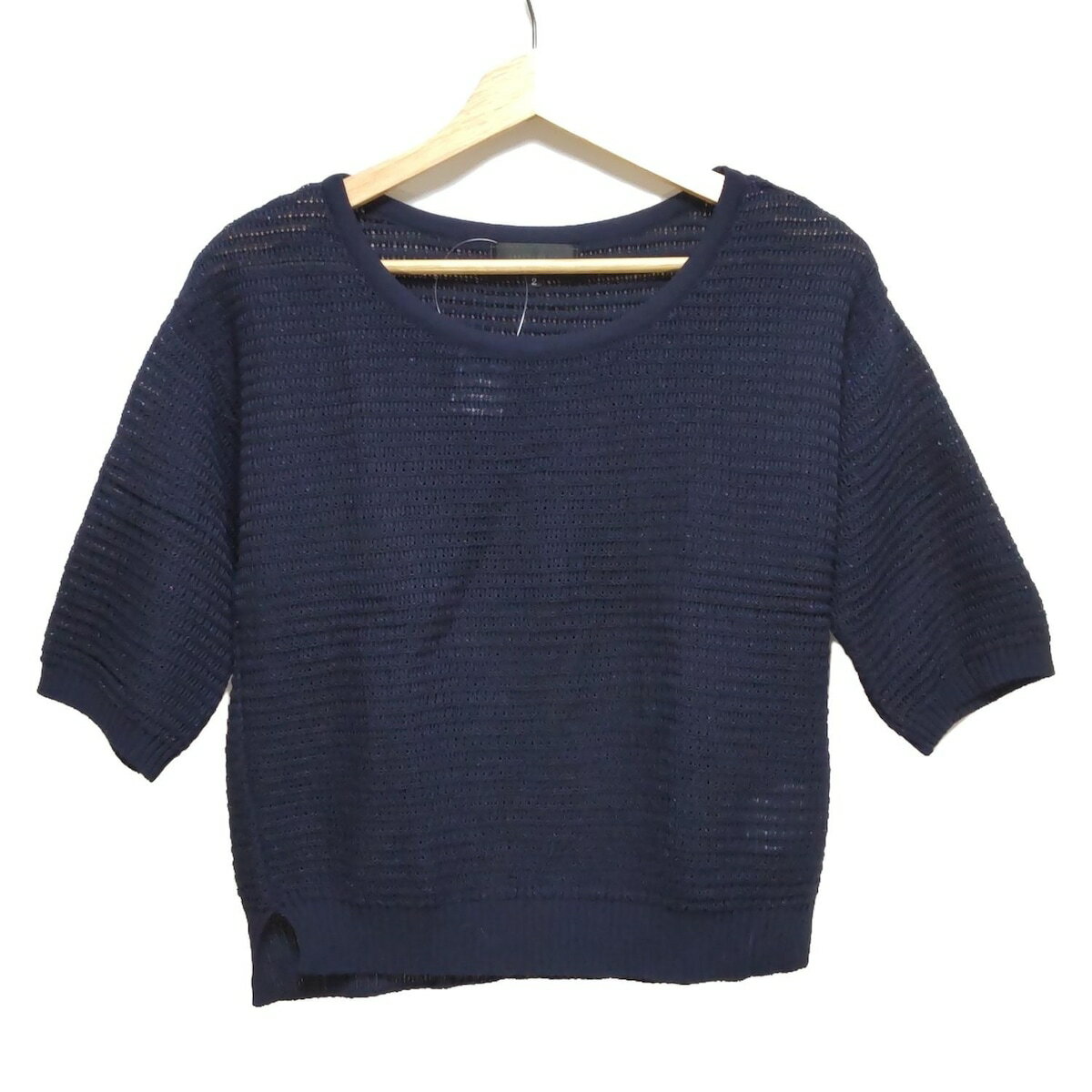 【中古】UNTITLED(アンタイトル) 半袖セーター クルーネック/ラメ ダークネイビー(4)