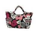 【中古】Vera Bradley(ベラブラッドリー) ハンドバッグ キルティング/花柄 ピンク×ダークブラウン×マルチ コットン