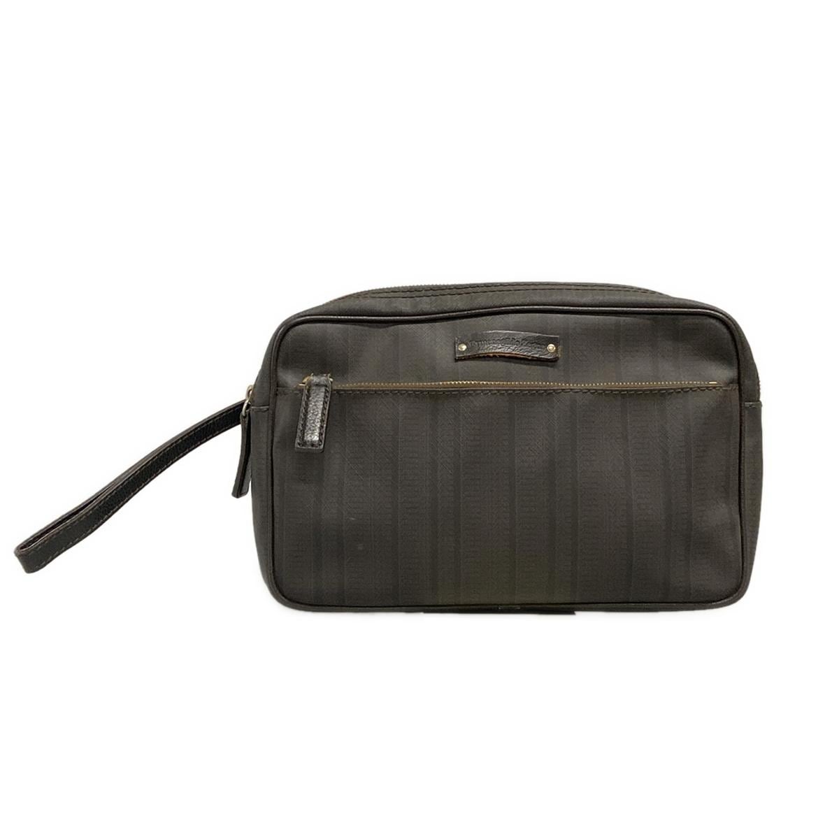 【中古】Ermenegildo Zegna(エルメネジルド ゼニア) セカンドバッグ ブラウン×黒 レザー