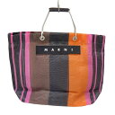 【新着】【中古】MARNI(マルニ) トートバッグ ストライプ 黒×オレンジ×マルチ