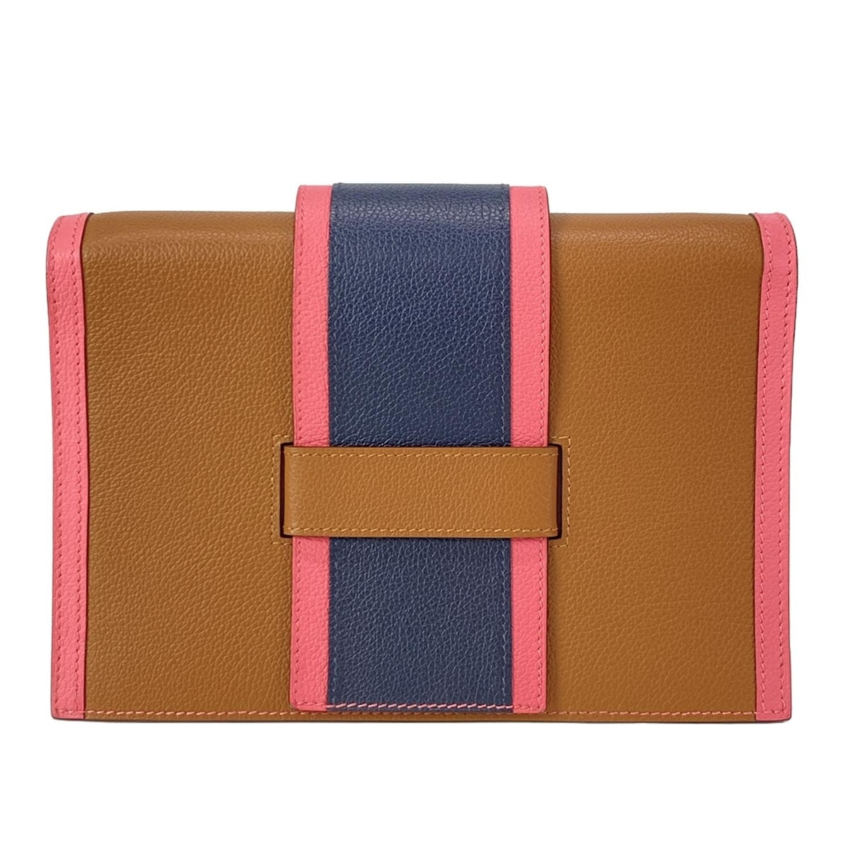 【中古】HERMES(エルメス) H パッサン クラッチ クラッチバッグ ゴールド×ローズアザレ×ブルーニュイ