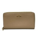 【新着】【中古】COACH(コーチ) ロング ジップ アラウンド ウォレット 長財布 ラウンドファスナー ベージュ レザー