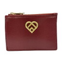 【新着】【中古】FURLA(フルラ) カードケース ボルドー×ゴールド レザー