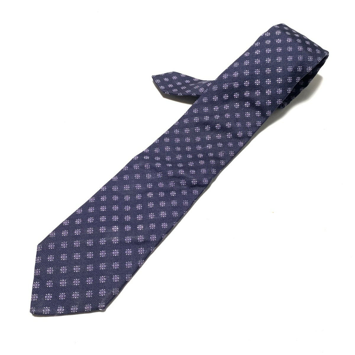 【中古】stefanobigi(ステファノビジ) ネクタイ ダークネイビー×パープル×アイボリー
