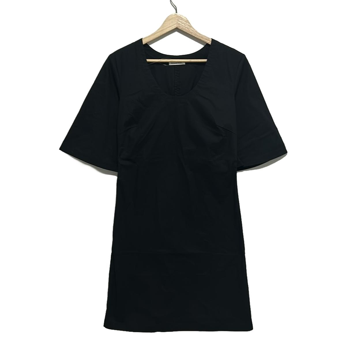 【中古】BY MALENE BIRGER(バイマレーネビルガー) ワンピース クルーネック/半袖/ひざ丈 黒 コットン、コットン