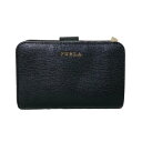 【新着】【中古】FURLA(フルラ) 2つ折り財布 L字ファスナー 黒 レザー