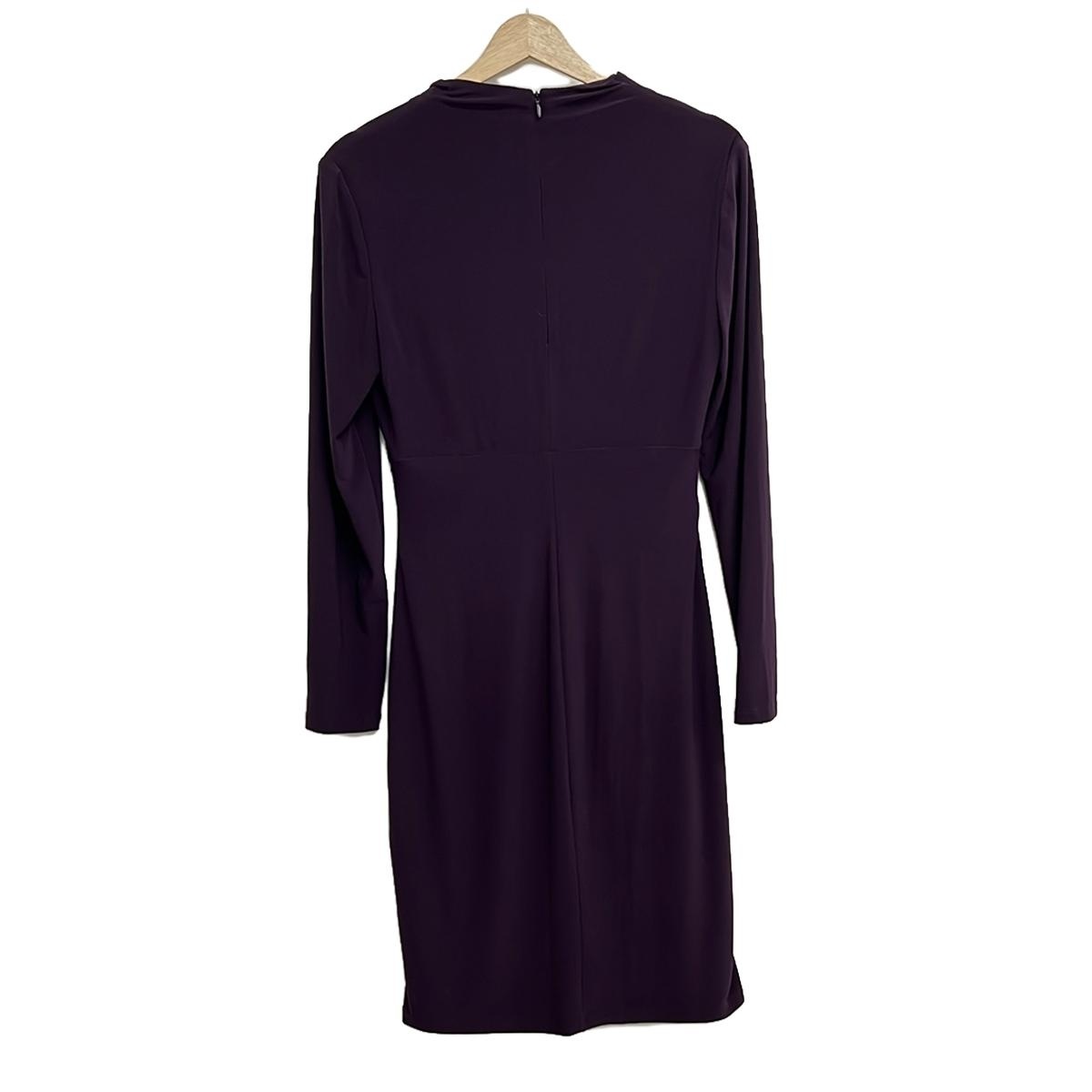 【中古】RalphLauren(ラルフローレン) ワンピース 長袖/ひざ丈/ギャザー パープル