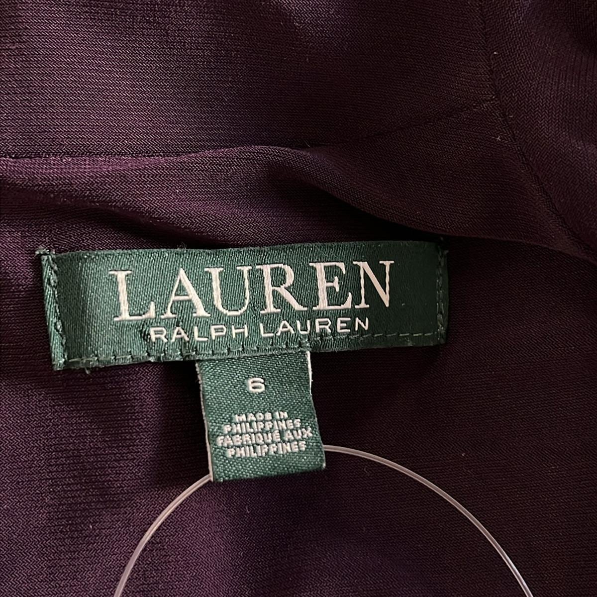 【中古】RalphLauren(ラルフローレン) ワンピース 長袖/ひざ丈/ギャザー パープル