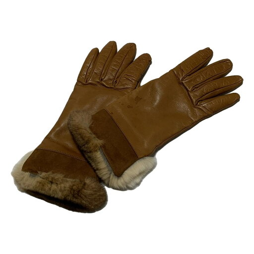 【中古】Gala Gloves(ガラグローブ) 手袋 ブラウン レザー、ファー 【中古】Gala Gloves(ガラグローブ) 手袋 ブラウン レザー、ファー