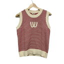 【中古】M・U・ SPORTS(ミエコウエサコ) ベスト ニット/ボーダー アイボリー×レッド×ピンク