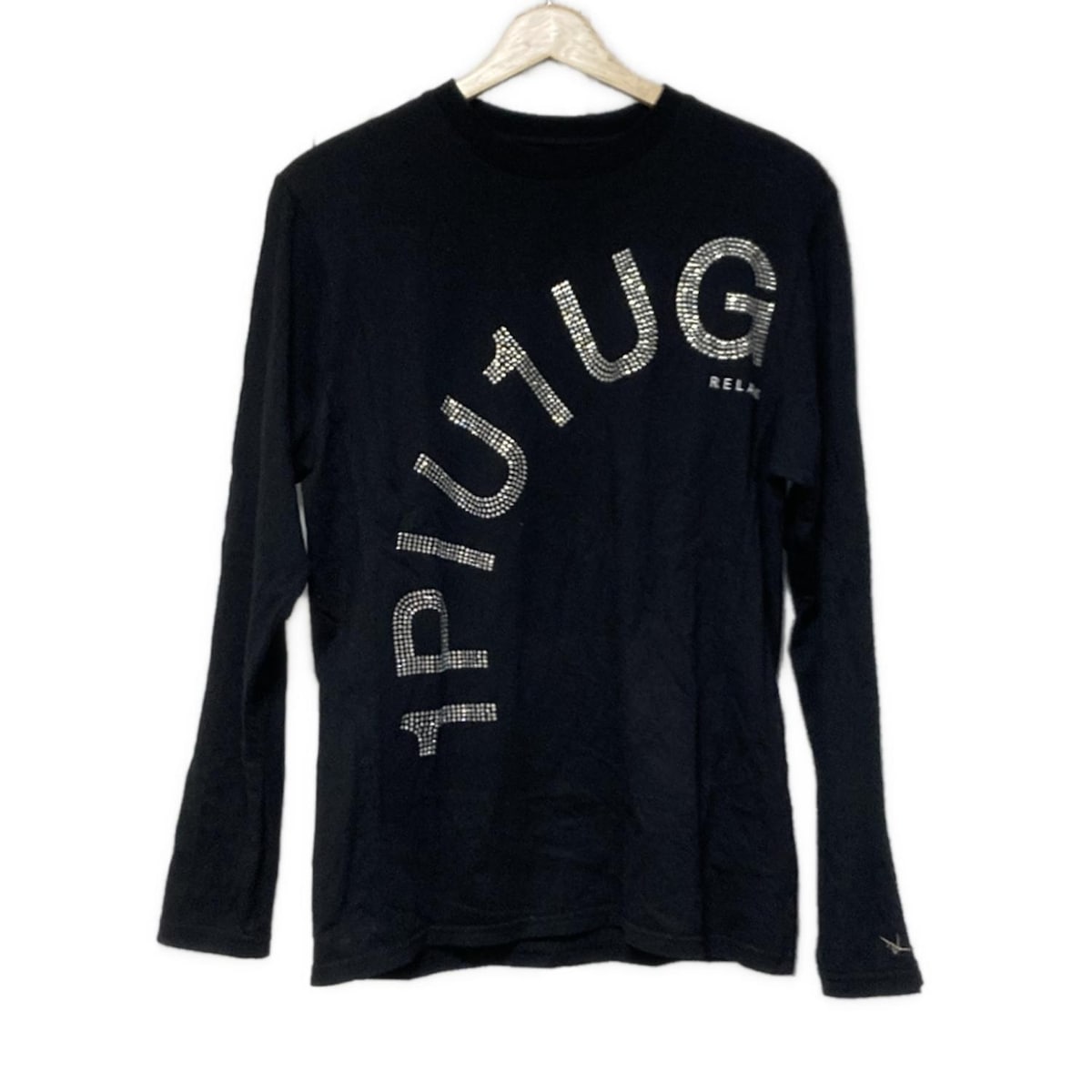 【新着】【中古】1 piu 1 uguale 3(ウノ ピュ ウノ ウグァーレ トレ) 長袖Tシャツ クルーネック/ラインストーン 黒