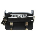 【新着】【中古】DIOR/ChristianDior(ディオール/クリスチャンディオール) ディオールキャンプ スモール ショルダーバッグ ショルダーストラップ着脱可 黒×白 カーフスキン