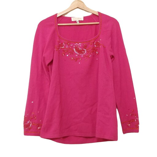 【中古】ESCADA(エスカーダ) 長袖セーター ビーズ/スパンコール ピンク×レッド 【中古】ESCADA(エスカーダ) 長袖セーター ビーズ/スパンコール ピンク×レッド