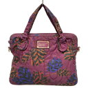【中古】MARC BY MARC JACOBS(マークバイマークジェイコブス) ハンドバッグ PCケース パープル×ブラウン×ネイビー