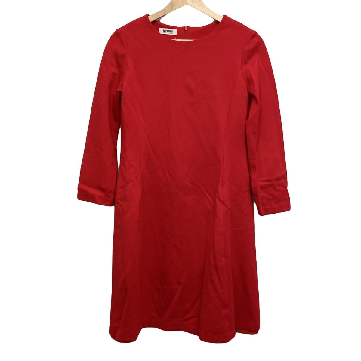 【中古】MOSCHINO CHEAP&CHIC(モスキーノ チープ&シック) ワンピース クルーネック/長袖/ひざ丈/ジップアップ レッド