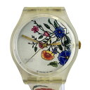 【中古】swatch(スウォッチ) 腕時計 花柄/2001年/裏スケ アイボリー×マルチ×ネイビー