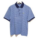 【中古】Lacoste(ラコステ) 半袖ポロシャツ ボーダー ブルー×ダークネイビー